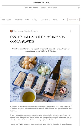 Site BSB Gastronomia Páscoa em casa harmonizada com a 4U.wine